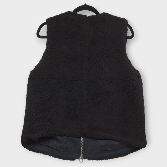 Womens Madewell Vest Black Sherpa Fuzzy Full Zip Faux Fur Size Medium - Picture 3 of 3